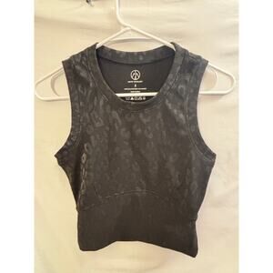 Pre-Loved Move Theology Black Leopard Print Seamless Crop Tank Top – Size Small